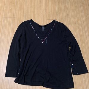 Early 2000’s inspired black embellished top.